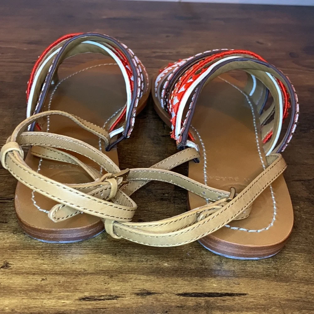 Tory Burch embroidered Poppy red multi sandals 6.5